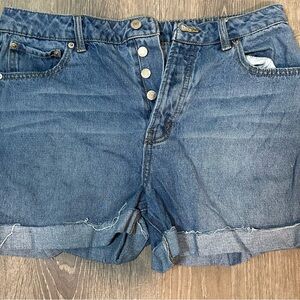 Forever 21 Blue Jean Shorts with Button-Fly